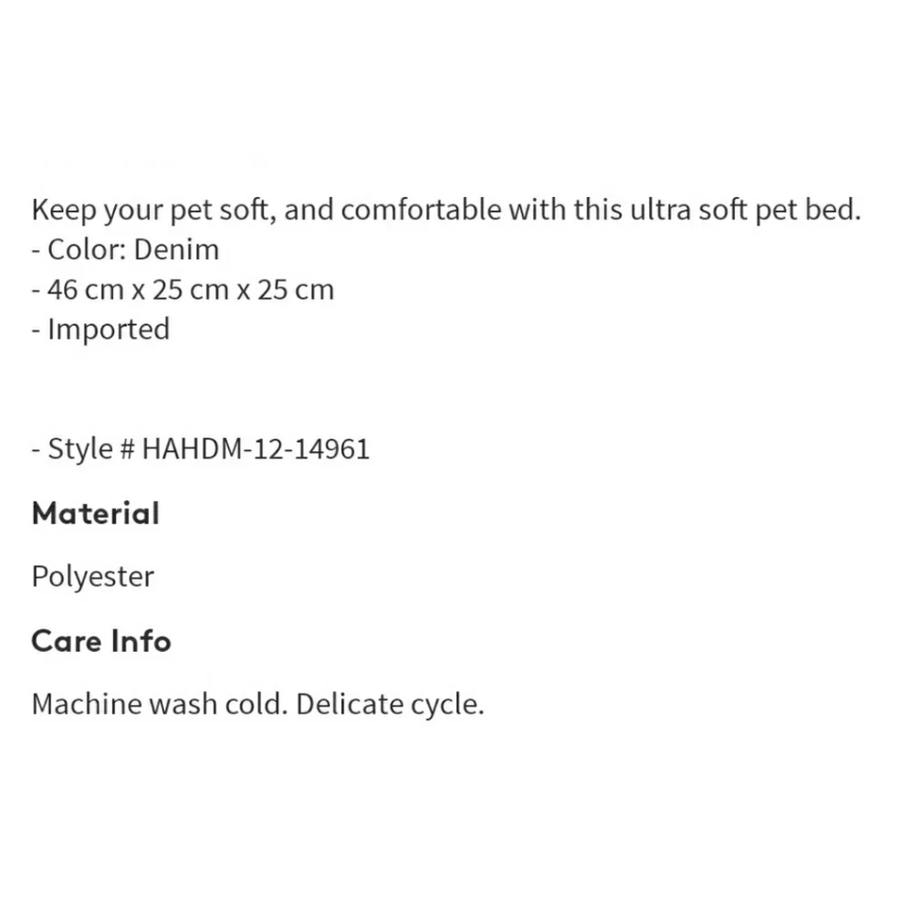 NWT Duck River Textile Pet Bed Denim Pattern